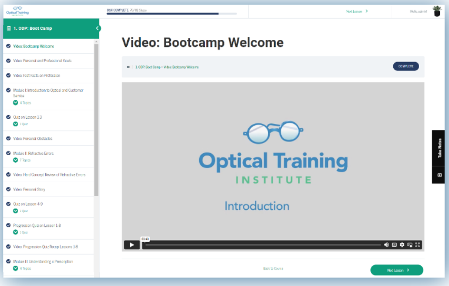 Optician Development Program - Training for Opticians